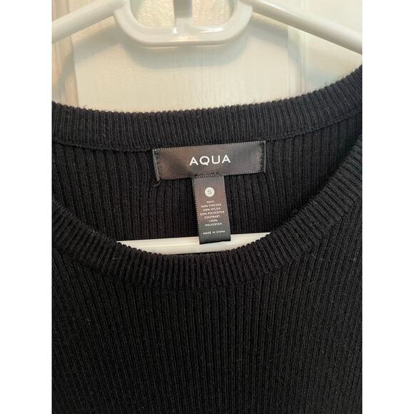 Aqua Chiffon Balloon Sleeve Sweater Black Women's S Double Sheer Shirt Blouse - Picture 3 of 13